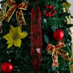 7 Ft. Pre-Lit Artificial Pop Up Christmas Tree With Red And Gold Ornaments, Ribbons And 180-Warm White LED Lights 25 7 Ft. Pre-Lit Artificial Pop Up Christmas Tree With Red And Gold Ornaments, Ribbons And 180-Warm White LED Lights -Christmas Gift Shop nearly natural pre lit christmas trees t5418 fa 1000