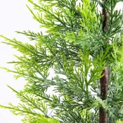 32in. Pre-Lit Artificial Lightly Snowed Cypress Christmas Tree With 30-Warm White LED Lights In Decorative Weaved Basket -Christmas Gift Shop nearly natural pre lit christmas trees t5422 1f 1000