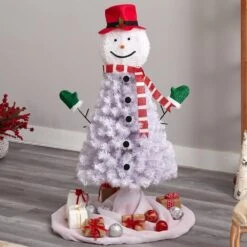 4 Ft. Snowman Artificial Christmas Tree With 234 Bendable Branches -Christmas Gift Shop nearly natural unlit christmas trees t3039 31 1000