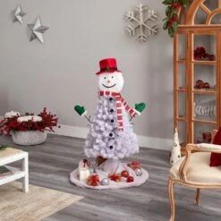 4 Ft. Snowman Artificial Christmas Tree With 234 Bendable Branches -Christmas Gift Shop nearly natural unlit christmas trees t3039 4f 1000