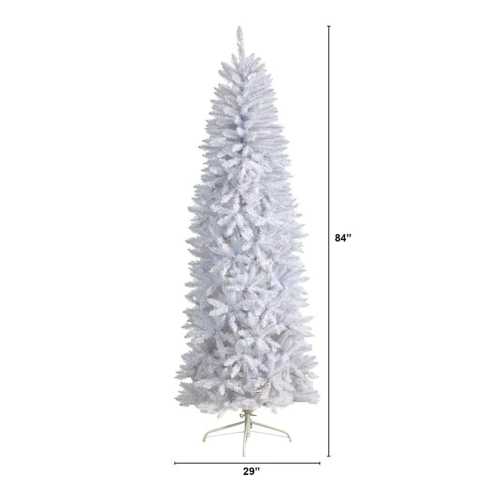 7 Ft. Slim White Artificial Christmas Tree With 995 Bendable Branches 4 7 Ft. Slim White Artificial Christmas Tree With 995 Bendable Branches - Image 2