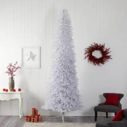 12 Ft. Slim White Artificial Christmas Tree With 3235 Bendable Branches -Christmas Gift Shop nearly natural unlit christmas trees t4503 31 1000
