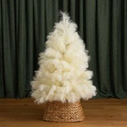 4 Ft. Unlit White Pampas Grass Artificial Christmas Tree 19 4 Ft. Unlit White Pampas Grass Artificial Christmas Tree -Christmas Gift Shop nearly natural unlit christmas trees t4782 40 1000