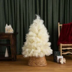4 Ft. Unlit White Pampas Grass Artificial Christmas Tree 20 4 Ft. Unlit White Pampas Grass Artificial Christmas Tree -Christmas Gift Shop nearly natural unlit christmas trees t4782 a0 1000