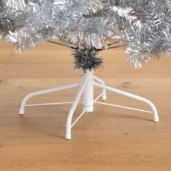 5 Ft. Artificial Silver Tinsel Holiday Santa's Hat Christmas Tree With Star Topper -Christmas Gift Shop nearly natural unlit christmas trees t4795 44 1000