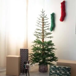 5 Ft. Artificial Woodland Fir Christmas Tree In Decorative Planter -Christmas Gift Shop nearly natural unlit christmas trees t4796 31 1000