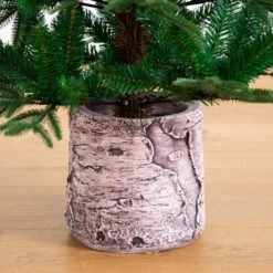 5 Ft. Artificial Woodland Fir Christmas Tree In Decorative Planter -Christmas Gift Shop nearly natural unlit christmas trees t4796 44 1000