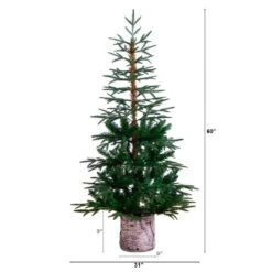 5 Ft. Artificial Woodland Fir Christmas Tree In Decorative Planter -Christmas Gift Shop nearly natural unlit christmas trees t4796 c3 1000
