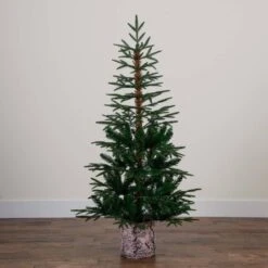 5 Ft. Artificial Woodland Fir Christmas Tree In Decorative Planter -Christmas Gift Shop nearly natural unlit christmas trees t4796 fa 1000
