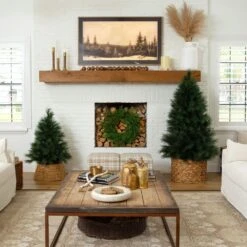 4 Ft. Artificial Green Pampas Grass Christmas Tree -Christmas Gift Shop nearly natural unlit christmas trees t5213 fa 1000