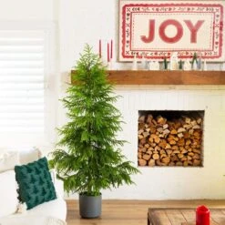 7 Ft. Artificial Real Touch Norfolk Island Pine Christmas Tree With Natural Look -Christmas Gift Shop nearly natural unlit christmas trees t5371 31 1000