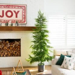 8 Ft. Artificial Real Touch Norfolk Island Pine Christmas Tree With Natural Look -Christmas Gift Shop nearly natural unlit christmas trees t5372 31 1000