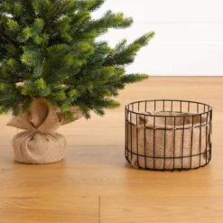3 Ft. Artificial Balsam Fir Christmas Tree With Pine Cones In Jute Wire Planter -Christmas Gift Shop nearly natural unlit christmas trees t5378 1f 1000