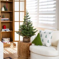 3 Ft. Artificial Balsam Fir Christmas Tree With Pine Cones In Jute Wire Planter -Christmas Gift Shop nearly natural unlit christmas trees t5378 31 1000