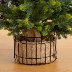 3 Ft. Artificial Balsam Fir Christmas Tree With Pine Cones In Jute Wire Planter -Christmas Gift Shop nearly natural unlit christmas trees t5378 4f 1000