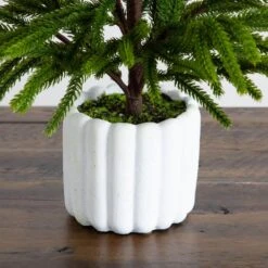 22 In. Artificial Real Touch Norfolk Island Pine In White Decorative Planter With Natural Look 13 22 In. Artificial Real Touch Norfolk Island Pine In White Decorative Planter With Natural Look -Christmas Gift Shop nearly natural unlit christmas trees t5383 44 1000