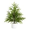 22 In. Artificial Real Touch Norfolk Island Pine In White Decorative Planter With Natural Look -Christmas Gift Shop nearly natural unlit christmas trees t5383 64 1000