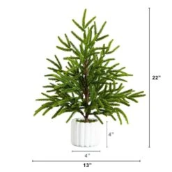 22 In. Artificial Real Touch Norfolk Island Pine In White Decorative Planter With Natural Look 11 22 In. Artificial Real Touch Norfolk Island Pine In White Decorative Planter With Natural Look -Christmas Gift Shop nearly natural unlit christmas trees t5383 c3 1000