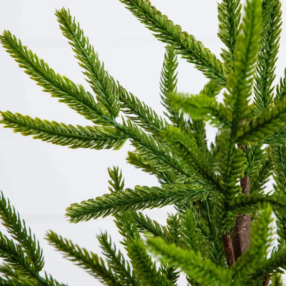 22 In. Artificial Real Touch Norfolk Island Pine In White Decorative Planter With Natural Look 4 22 In. Artificial Real Touch Norfolk Island Pine In White Decorative Planter With Natural Look - Image 2