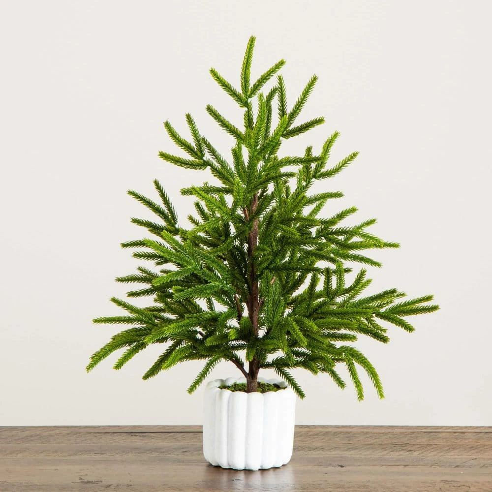 22 In. Artificial Real Touch Norfolk Island Pine In White Decorative Planter With Natural Look 8 22 In. Artificial Real Touch Norfolk Island Pine In White Decorative Planter With Natural Look - Image 6
