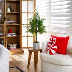 3 Ft. Artificial Real Touch Norfolk Island Pine In Metal Tin Planter With Natural Look -Christmas Gift Shop nearly natural unlit christmas trees t5384 31 1000