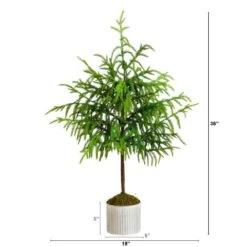 3 Ft. Artificial Real Touch Norfolk Island Pine In Metal Tin Planter With Natural Look -Christmas Gift Shop nearly natural unlit christmas trees t5384 c3 1000