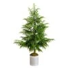5 Ft. Artificial Real Touch Norfolk Island Pine In Metal Tin Planter With Natural Look -Christmas Gift Shop nearly natural unlit christmas trees t5385 64 1000