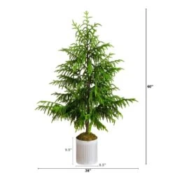 5 Ft. Artificial Real Touch Norfolk Island Pine In Metal Tin Planter With Natural Look 10 5 Ft. Artificial Real Touch Norfolk Island Pine In Metal Tin Planter With Natural Look -Christmas Gift Shop nearly natural unlit christmas trees t5385 c3 1000