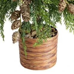 2 Ft. Artificial Down Swept Cedar Christmas Tree With Pinecones In Rustic Decorative Planter -Christmas Gift Shop nearly natural unlit christmas trees t5387 fa 1000