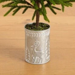 32 In. Artificial Real Touch Norfolk Island Pine In Christmas Tin Metal Planter With Natural Look 14 32 In. Artificial Real Touch Norfolk Island Pine In Christmas Tin Metal Planter With Natural Look -Christmas Gift Shop nearly natural unlit christmas trees t5388 44 1000