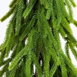 20 In. Artificial Real Touch Down Swept Norfolk Island Pine In Christmas Tin Metal Planter With Natural Look -Christmas Gift Shop nearly natural unlit christmas trees t5389 4f 1000