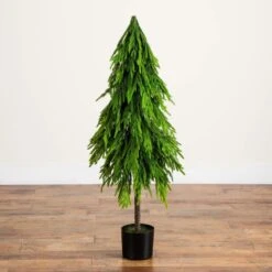 4 Ft. Artificial Real Touch Down Swept Norfolk Pine Tree With Natural Look -Christmas Gift Shop nearly natural unlit christmas trees t5397 44 1000